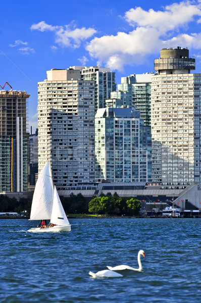 Navigaţie Toronto port barcă cu pânze scenic Imagine de stoc © elenaphoto