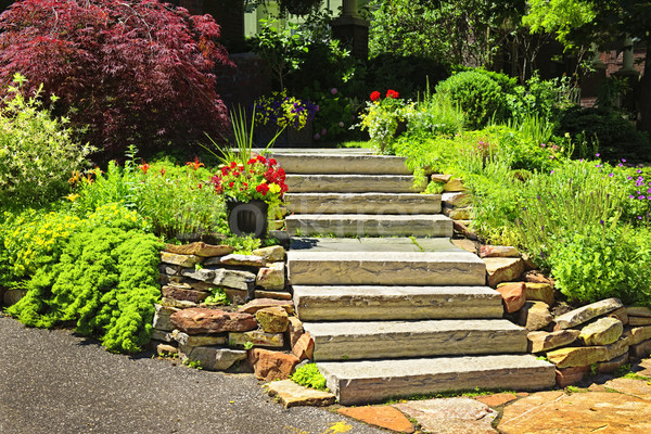 Foto stock: Naturales · piedra · paisajismo · casa · jardín · escaleras