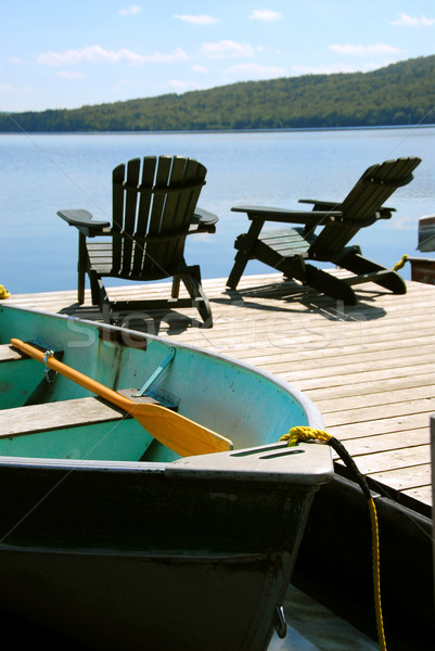 Stock photo: Chairs boat dock