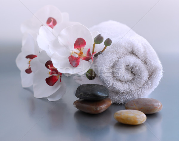 Spa bianco up asciugamano massaggio Foto d'archivio © elenaphoto