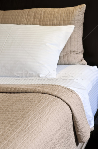 Stock fotó: Kényelmes · ágy · előkelő · hotel · közelkép · ház