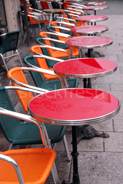Bürgersteig Kaffeehaus hellen farbenreich Regen Tropfen Stock foto © elenaphoto