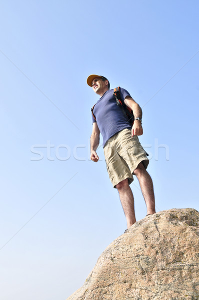 Foto stock: Caminante · pie · rock · superior · montana