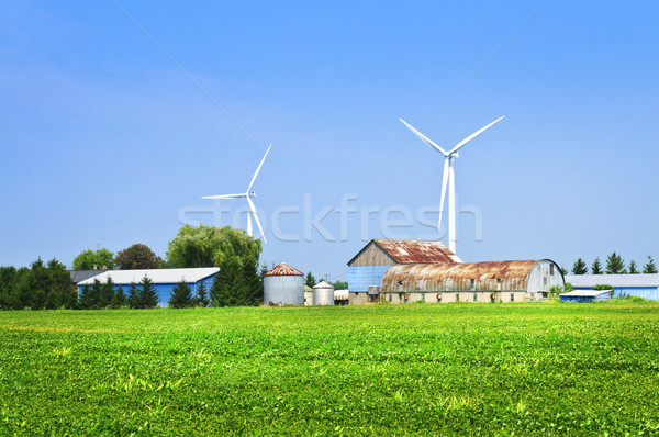 Wind turbines on farm Stock photo © elenaphoto