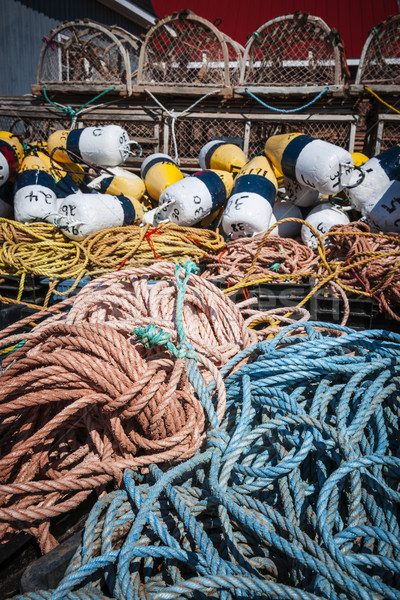 Lobster traps, floats and rope Stock photo © elenaphoto