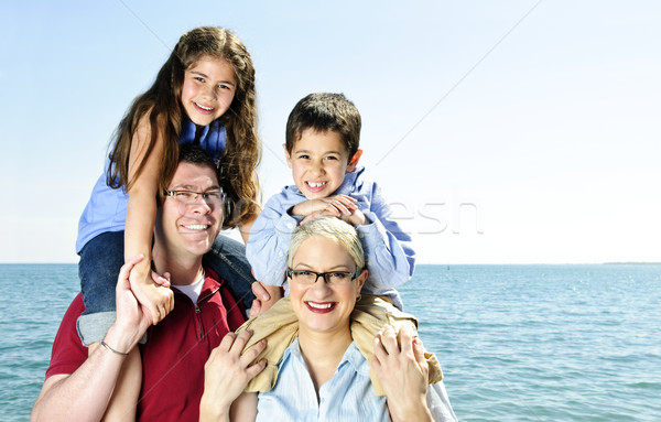 Foto stock: Família · feliz · diversão · ombro · água · família