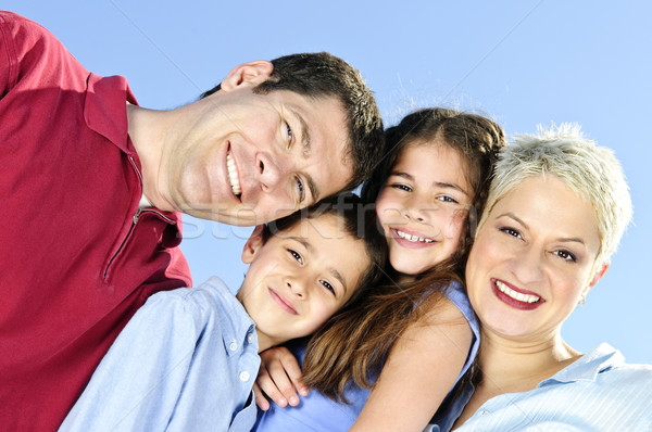 Stock fotó: Boldog · család · portré · négy · mosolyog · család · mosoly