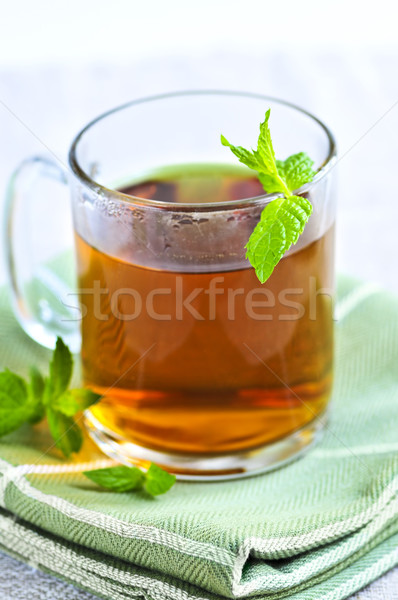 Menta teáscsésze friss szárított növénygyűjtemény tea borsmenta Stock fotó © elenaphoto