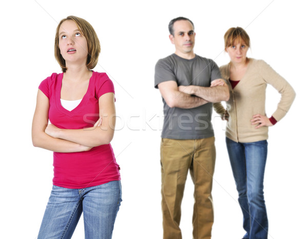 Teenage girl in trouble with parents Stock photo © elenaphoto