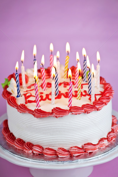 Birthday cake with candles Stock photo © elenaphoto