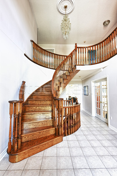 вход зале лестница дуб роскошь домой Сток-фото © elenaphoto