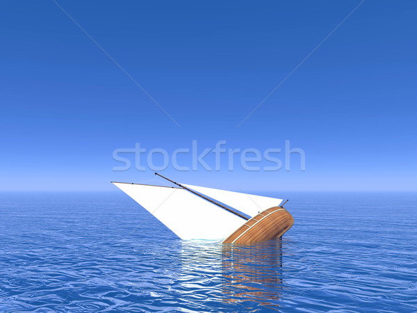 Сток-фото: лодка · 3d · визуализации · небольшой · парусного · глубокий