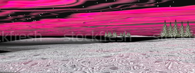 Northern lights (aurora borealis)  - 3D render Stock photo © Elenarts