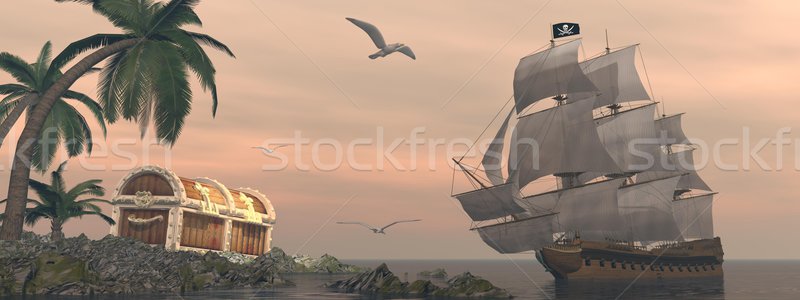 Pirackich statku skarb 3d Zdjęcia stock © Elenarts
