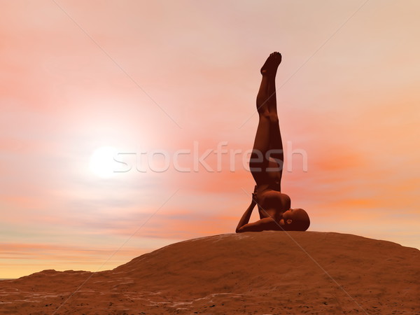 Shoulder stand pose, sarvangasana - 3D render Stock photo © Elenarts