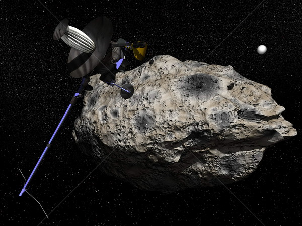 Galileo spacecraft discovering Dactyl orbiting the asteroid Ida  Stock photo © Elenarts