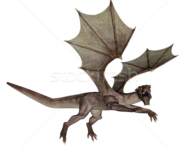 Dragon rendu 3d blanche animaux Fantasy danger [[stock_photo]] © Elenarts