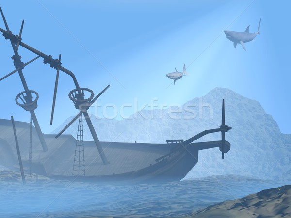 Wrak podwodne 3d starych dwa Zdjęcia stock © Elenarts