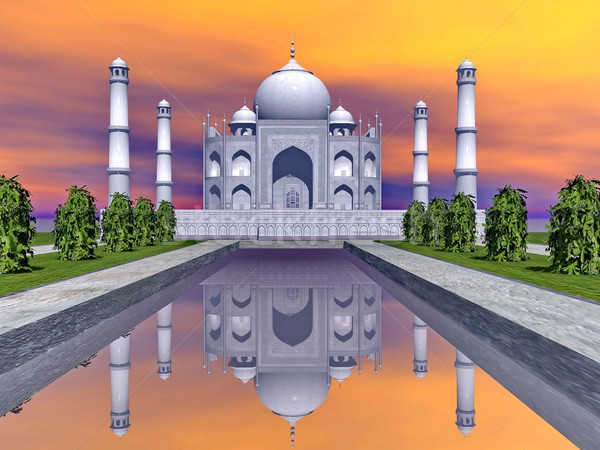 Taj Mahal mausoleum, Agra, India - 3D render Stock photo © Elenarts