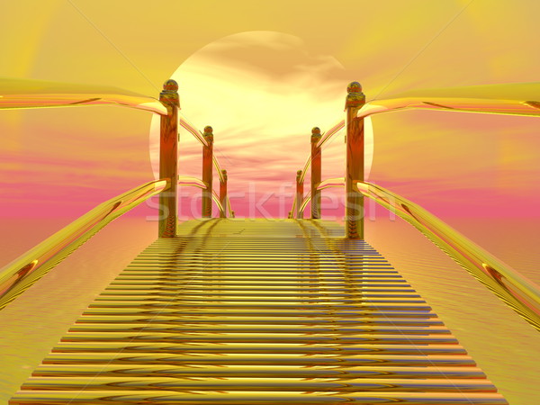 Golden bridge to sun - 3D render Stock photo © Elenarts