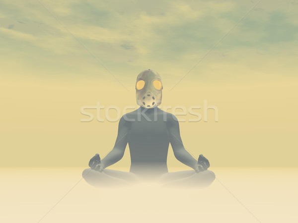 Stok fotoğraf: Meditasyon · 3d · render · adam · gaz · maskesi · meditasyon