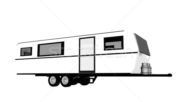 Caravana 3d face mare patru roti alb Imagine de stoc © Elenarts