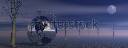 Nuit trois croix terre planète morts [[stock_photo]] © Elenarts