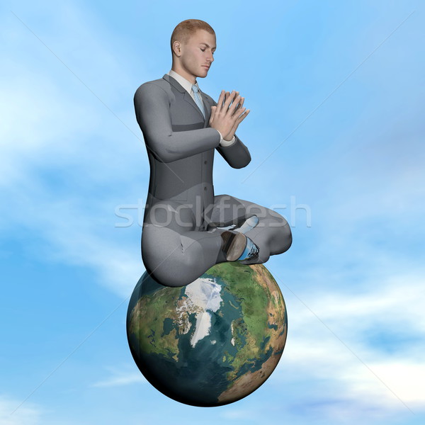 Businessman meditation - 3D render Stock photo © Elenarts