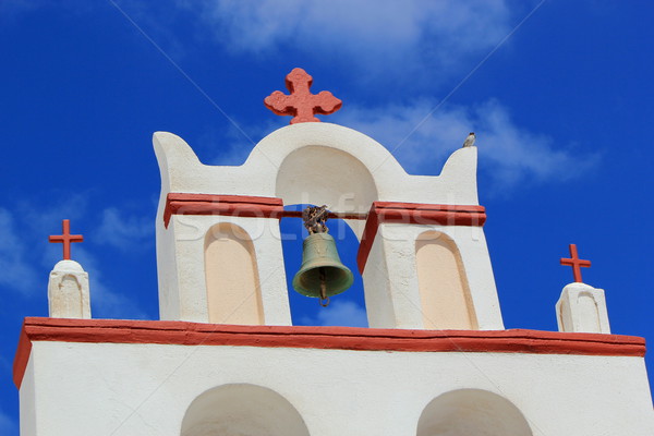 Stok fotoğraf: Tipik · Yunan · kilise · santorini · adası · Yunanistan