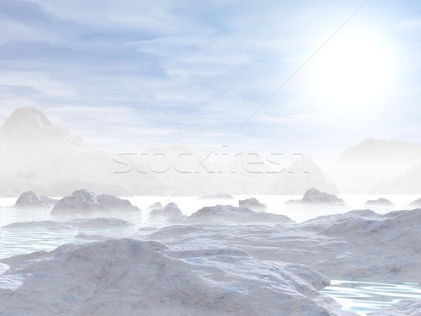 Icebergs - 3D render Stock photo © Elenarts
