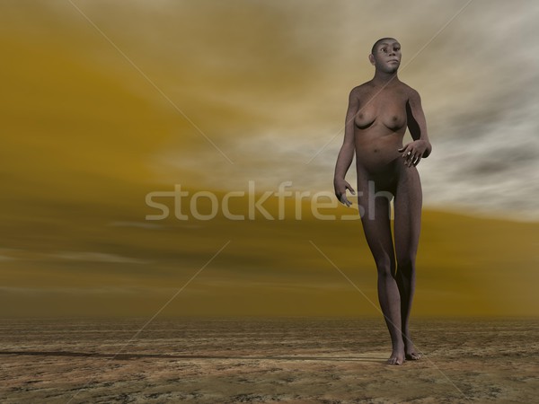 Kadın 3d render bir ayakta zemin gri Stok fotoğraf © Elenarts
