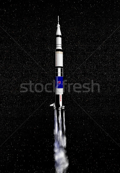 Stock photo: Saturn V spaceship - 3D render