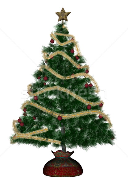 Weihnachtsbaum 3d render isoliert weiß Hintergrund Ball Stock foto © Elenarts