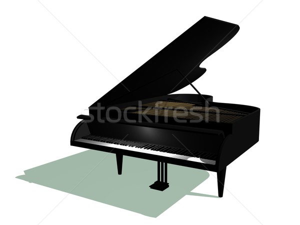 Schwarz Klavier isoliert weiß Tastatur Konzert Stock foto © Elenarts