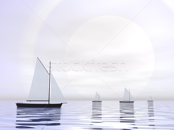 парусного лодках 3d визуализации несколько воды Сток-фото © Elenarts