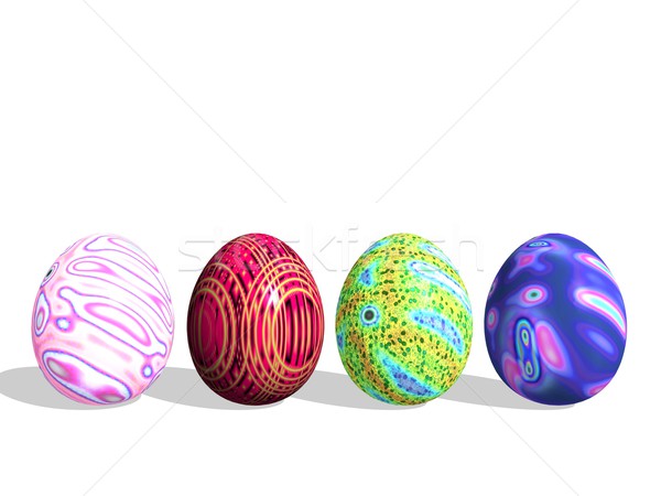 Pasen gekleurde eieren vier schaduwen witte gelukkig Stockfoto © Elenarts