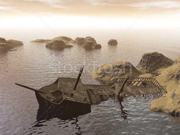 Alten zerstören 3d render schmutzigen wenig Inseln Stock foto © Elenarts