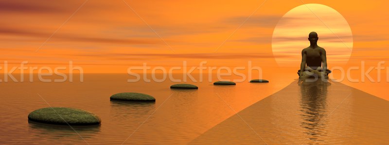 Passos meditação oceano meditando homem sol Foto stock © Elenarts