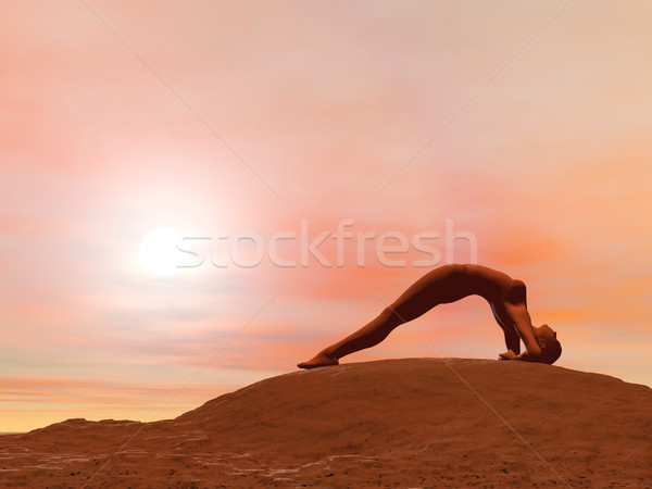 Upward facing pose, dwi pada viparita dandasana - 3D render Stock photo © Elenarts