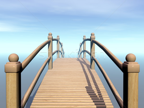 Wooden bridge to the sky - 3D render Stock photo © Elenarts