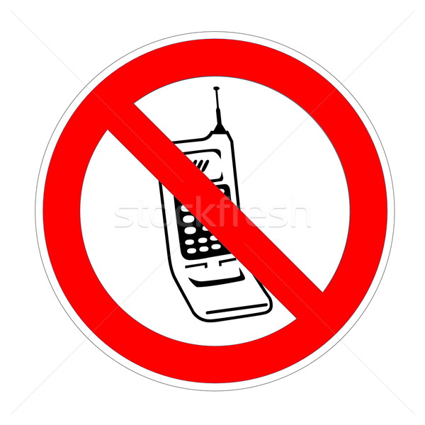 Nem mobiltelefonok megengedett telefon felirat fehér Stock fotó © Elenarts