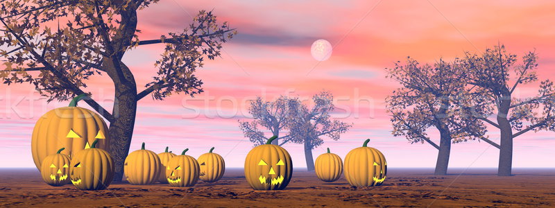 Halloween tökök 3d render sok sütőtök lámpások Stock fotó © Elenarts