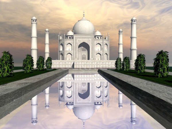 Taj Mahal mausoleo India rendering 3d noto natura Foto d'archivio © Elenarts