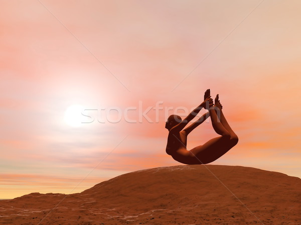 Bow pose, dhanurasana - 3D render Stock photo © Elenarts