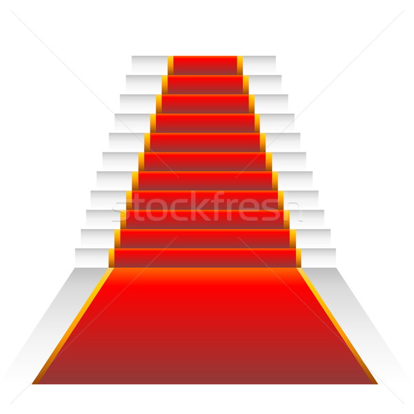 Rouge élégante escaliers isolé blanche stade [[stock_photo]] © Elenarts