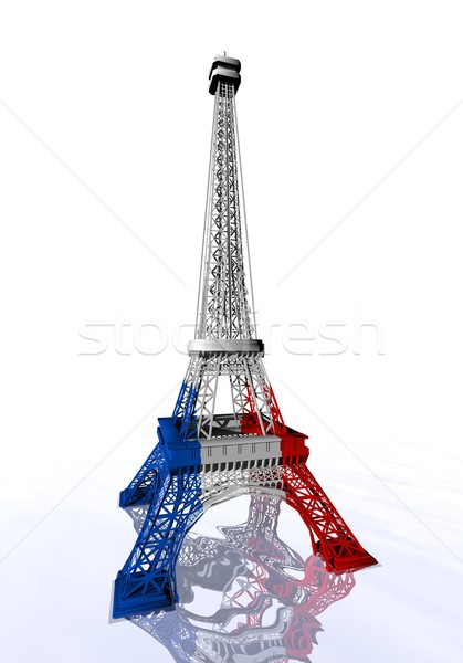 French flag colors on Eiffel tower - 3D render Stock photo © Elenarts
