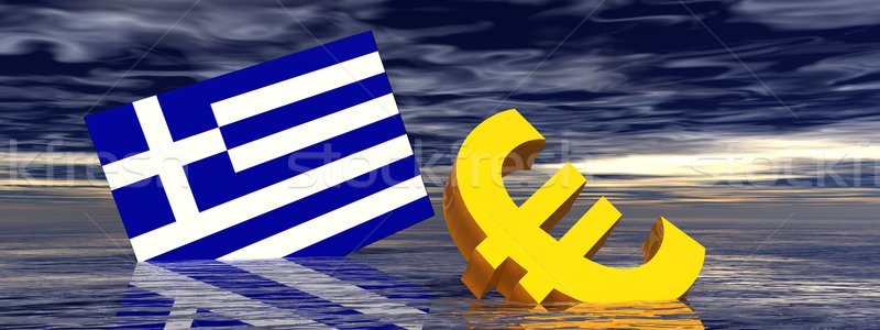 Euro válság beteg szimbólum görög zászló Stock fotó © Elenarts