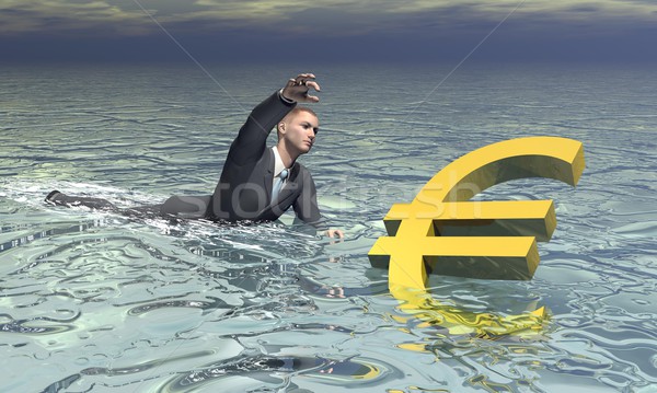 üzletember Euro süllyed 3d render arany víz Stock fotó © Elenarts