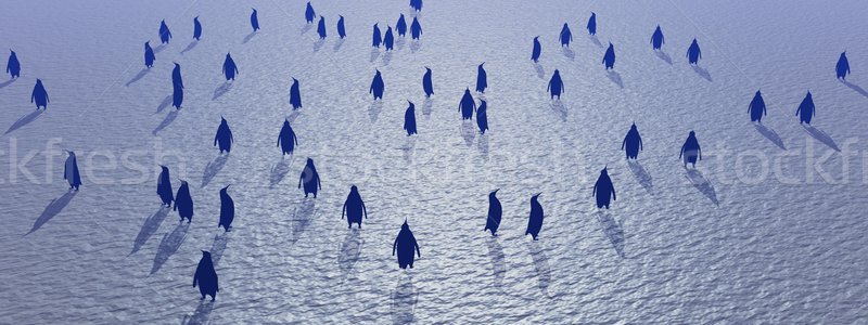 Pinguim população 3d render muitos em pé gelo Foto stock © Elenarts