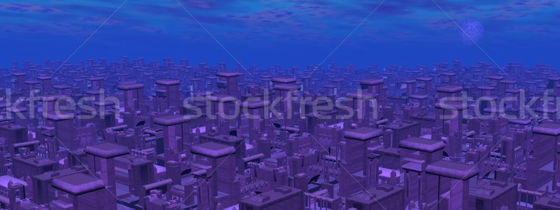 Futuristic cityscape - 3D render Stock photo © Elenarts